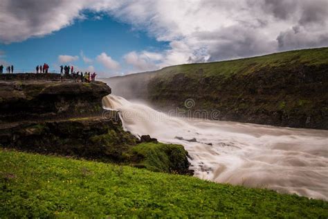 Gullfoss Waterfall The Golden Fall In Iceland Editorial Photography
