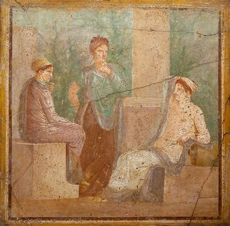 Mural Depicting Women Conversing Herculaneum Iii Century Bc