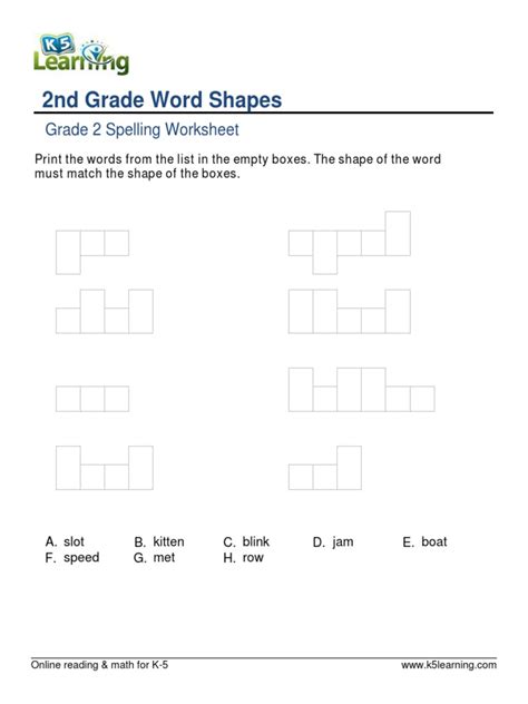 Grade 2 Word Shapes 1 Pdf
