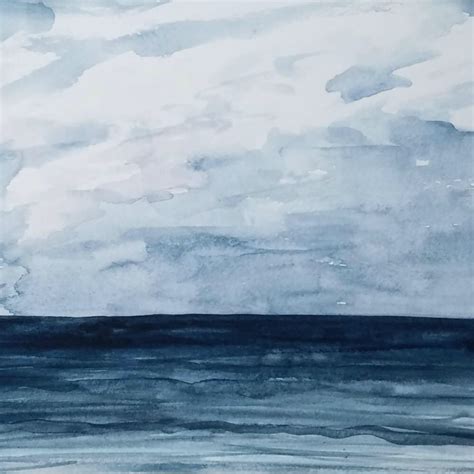 Blue Ocean 11x14 Painting Watercolor Print Navy Abstract Etsy Blue