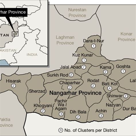 Geographic Distribution Of 37 Clusters In Nangarhar Province