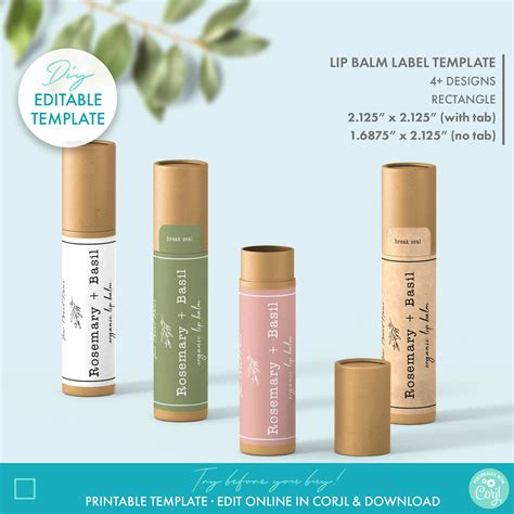 Editable Floral Minimal Lip Balm Label Template 2 Sizes Etsy Australia