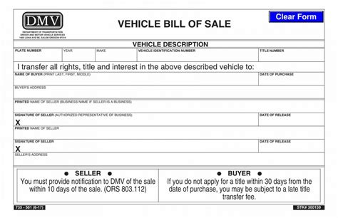 Free Fillable Oregon Vehicle Bill Of Sale Form ⇒ Pdf Templates