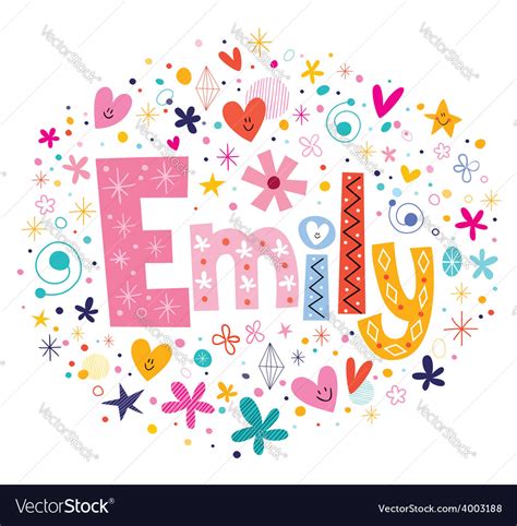 Emily Female Name Decorative Lettering Type Design