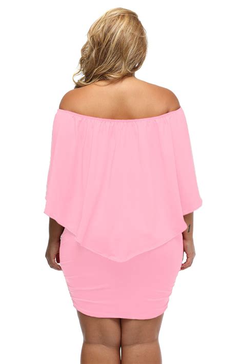 Multi Way Layered Ruffle Pink Mini Plus Size Party Dress Mb22820 10p