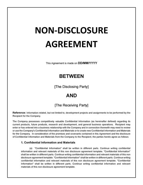 40 non disclosure agreement templates samples and forms ᐅ templatelab