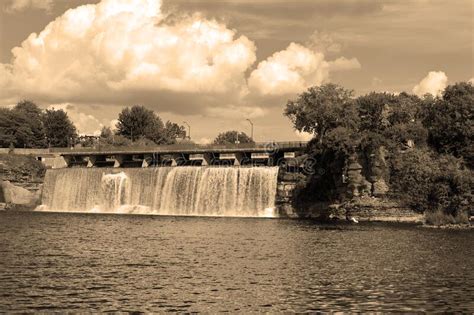 Rideau Falls Are 2 Waterfalls Located In Ottawa Stock Photo Image Of