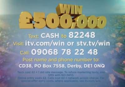 Check spelling or type a new query. Win a £500,000 Cash Prize with ITV ~ Free Entry TV Competitions UK