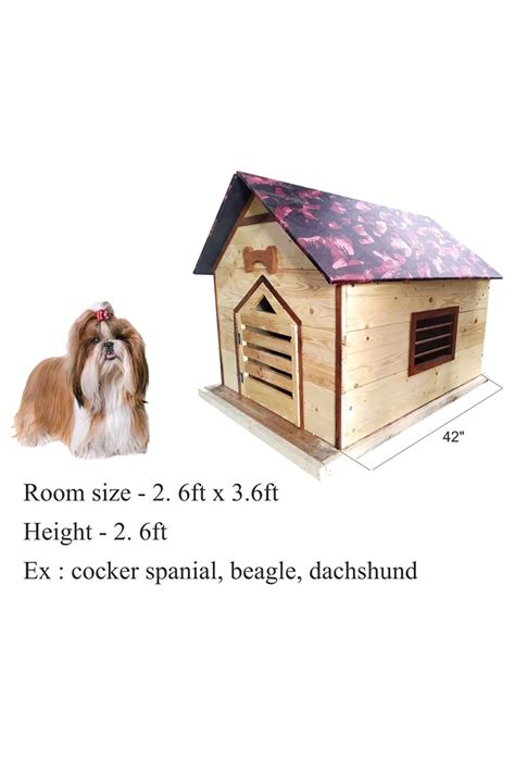 Wooden Dog House Single Door Medium Size Online India Petlikes