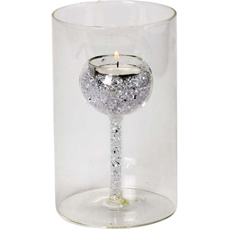 Glass Tealight Holder In Showcase Vase Filled With Glittering Beads