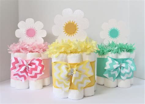 Flower Diaper Cake Baby Centerpieces Daisy Baby Shower Etsy