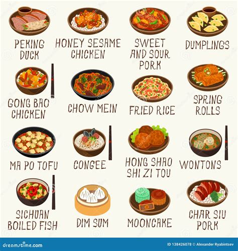 Chinese Food Vector Illustration Set Stock Vector Illustration Of