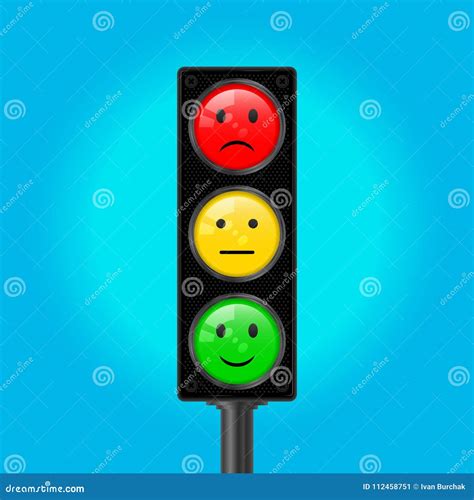 Traffic Lights With Emoticons Vector Illustration Stock Vector