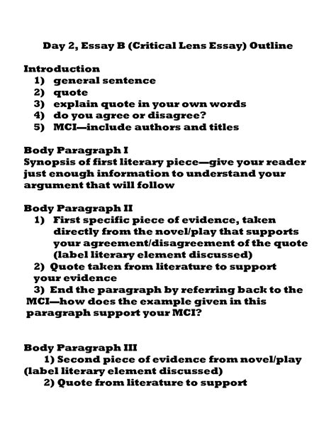 Best responses for evidence of learning. Critical Essay Format