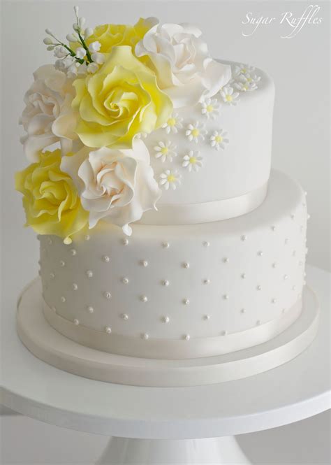Yellow Wedding Cake And Cupakes