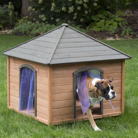 However, building a dog house is a somewhat difficult task. Boomer & George Large Gazebo Dog House with FREE Dog Doors - Dog Houses at Hayneedle