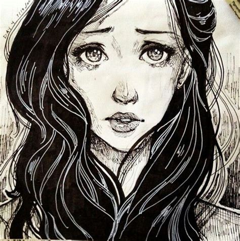 Sad Girl Drawing Pencil Sketch Colorful Realistic Art