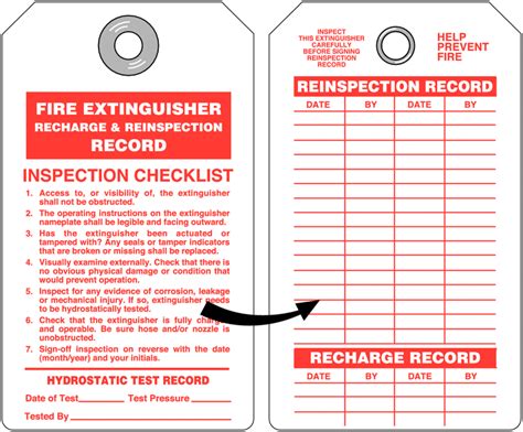 Red Fire Extinguisher Monthly Checklist Fire Safety Sign Fss029 Rec