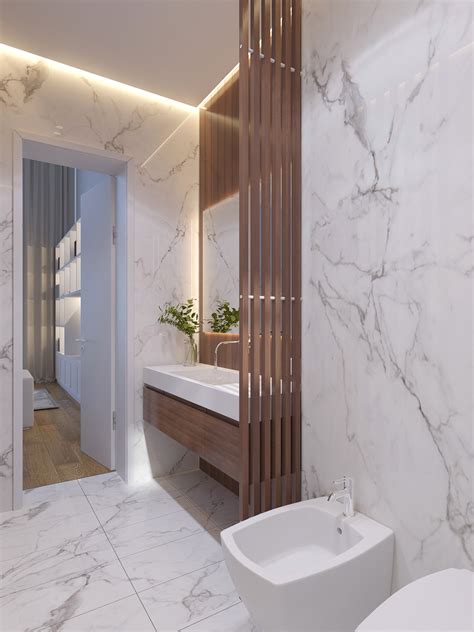 Visualization Bathroom Marble Wood On Behance