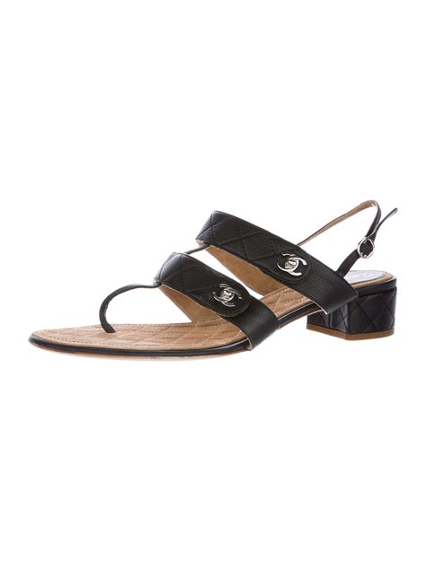 Chanel Quilted Cc Sandals Black Sandals Shoes Cha208086 The Realreal