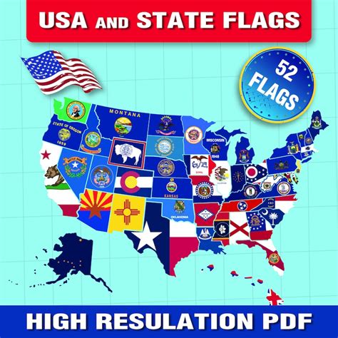 All Usa 50 State Flags Territories Us Flag Mega Bundle Excellent Quality Vector Digital File