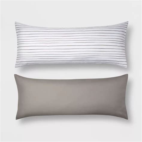 4.1 out of 5 stars 27. Mircofiber Striped Body Pillow Cover 2pk Gray - Room ...