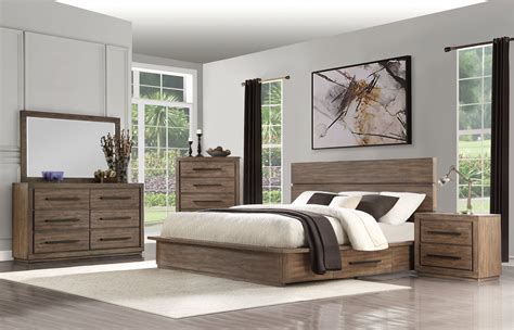 Our bedroom furniture full sets include a gorgeous frame along with a matching headboard, dresser, mirror, and nightstands, all for one low price. Modern Rustic Pine 4 Piece Queen Bedroom Set - Haven | California king bedroom sets, King ...