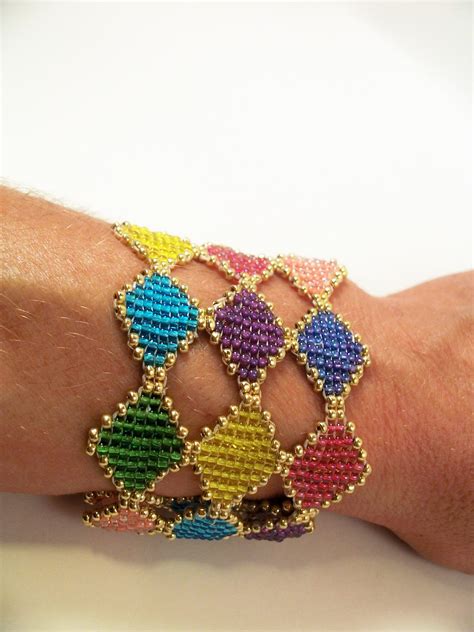 Stained Glass Bracelet Cuff Pattern Beading Tutorial In Pdf On Luulla