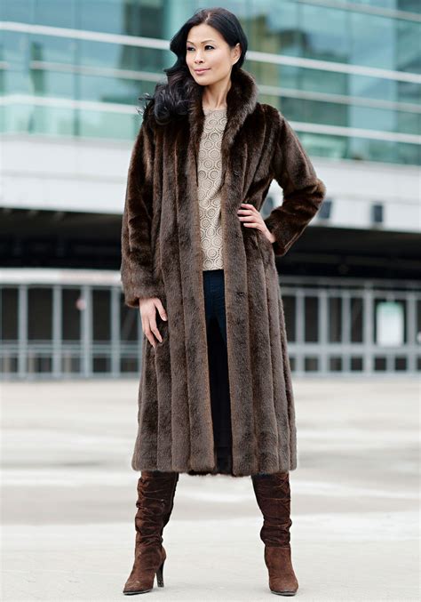 Sable Signature Full Length Faux Fur Coat Fabulous Furs Faux Fur Full Length Coat Womens