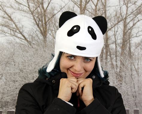 Fleece Panda Hat Adult Size Panda Costume Hat Giant Panda Etsy