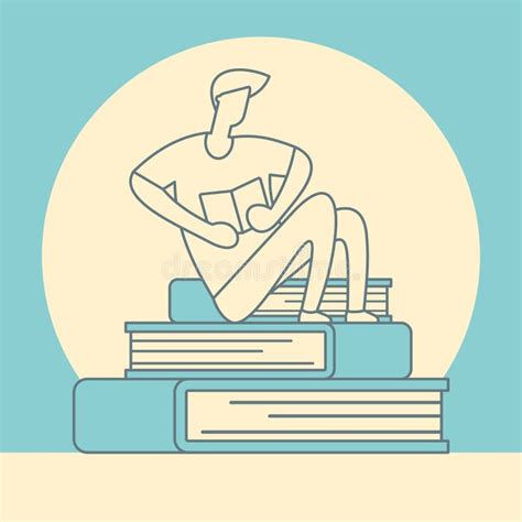 Man Reading Book Sitting Pile Books Stock Illustrations 457 Man