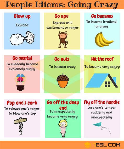 15 Useful Phrases And Idioms For Going Crazy • 7esl Idioms And Phrases