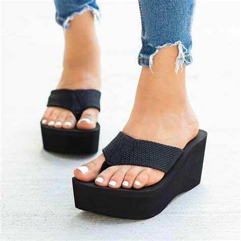 Moyinda Flip Flops Foam Wedge Heel Sandals In 2020 Wedge Flip Flops