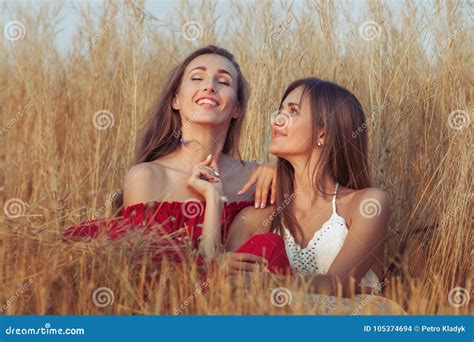 Woman Caresses A Girlfriend Stock Photo Image Of Importune Intimate