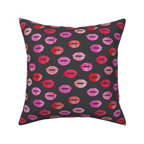 Smooches Kisses Multi Pink On Grey Fabric Spoonflower