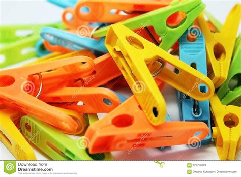 Multi Colored Clothespins Lying On The Heap Close Distance Stock Image
