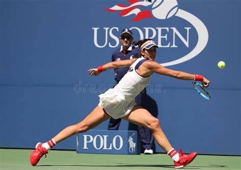 Grand Slam Champion Garbina Muguruza Of Spain In Action During Her US Open First Round