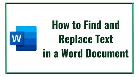 How To Find And Replace Text In A Word Document Youtube