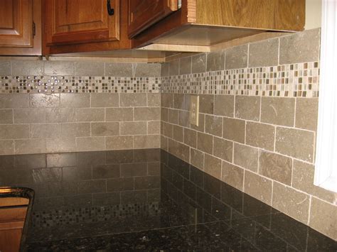 Subway Tiles With Mosaic Accents Backsplash With Tumbled