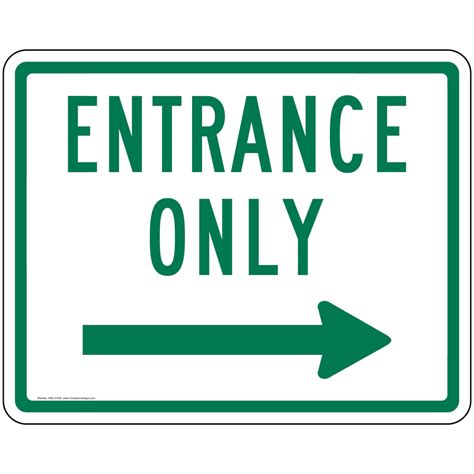 Entrance Right Arrow Sign Pke 21500 Enter Exit