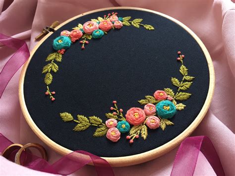 Wedding Embroidery Embroidery Hoop Art Floral Hand Etsy