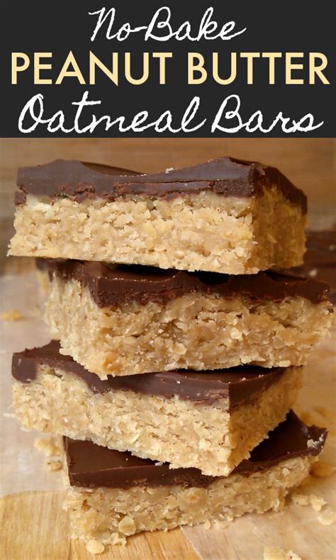 In a small saucepan melt chocolate chips. An easy no-bake peanut butter oatmeal bar recipe topped ...