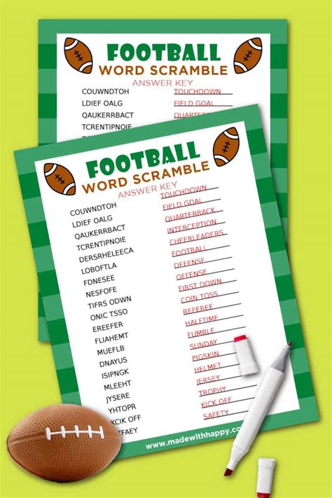 Football Word Scramble Printable Made With Happy