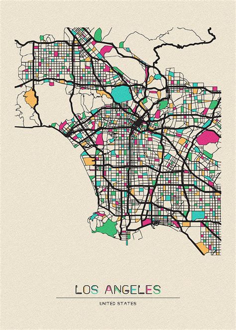 Los Angeles California City Map By Inspirowl Design