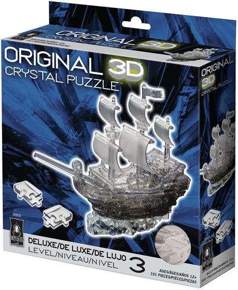 buy bepuzzled original 3d crystal puzzle deluxe pirate ship black fun yet challenging brain