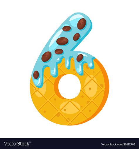 Donut Cartoon Six Number Royalty Free Vector Image