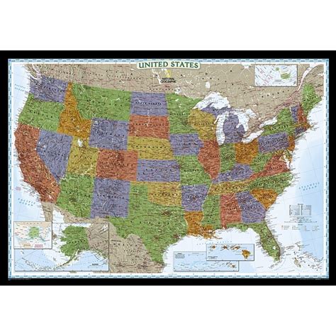 Map Of United States Laminated Our Products Aux Quatre Points