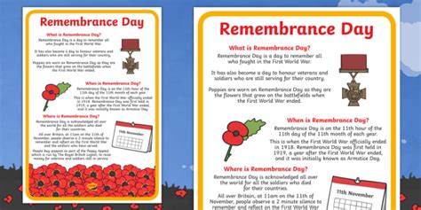 Remembrance Day Where When What Poster Teacher Made