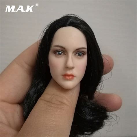 1 6 scale woman head carving female black long hair pale head sculpt model toy for pale ht ph