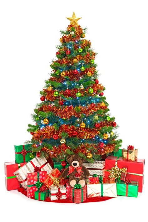 Christmas Tree And Presents Isolated On White Stock Image Image Of